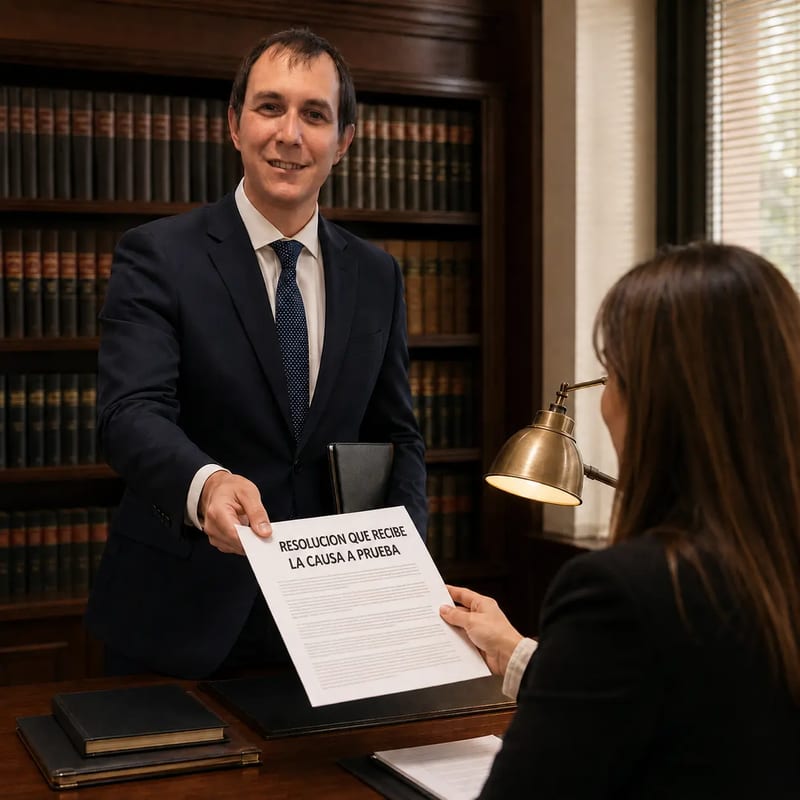 Receptor judicial notificando por cédula la resolución que recibe la causa a prueba al abogado patrocinante, Concepción